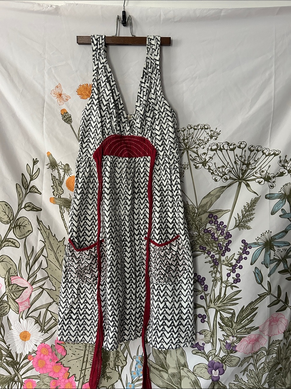 Mata Traders Black & White Sundress with Red Trim